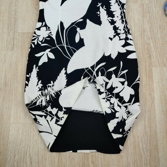 Michael Kors Collection Italy Size 10 Sheath Dress Lined Floral White Black - Picture 8 of 12